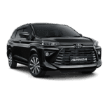 Toyota Avanza hitam tampak depan untuk layanan rental mobil Tangerang dengan driver profesional