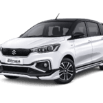 Suzuki All New Ertiga Hybrid putih dari Menara Rent Car untuk layanan sewa mobil dengan supir di Tangerang.